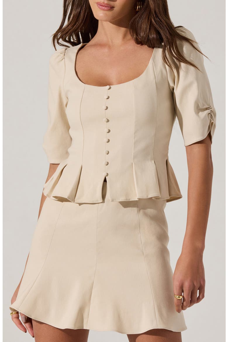 Pleat Detail Fitted Top, Main, color, CREAM