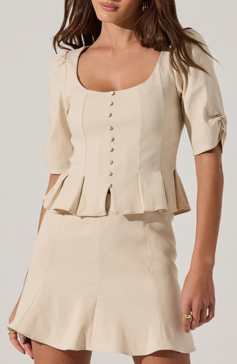 ASTR the Label Pleat Detail Fitted Top, Main, color, Cream