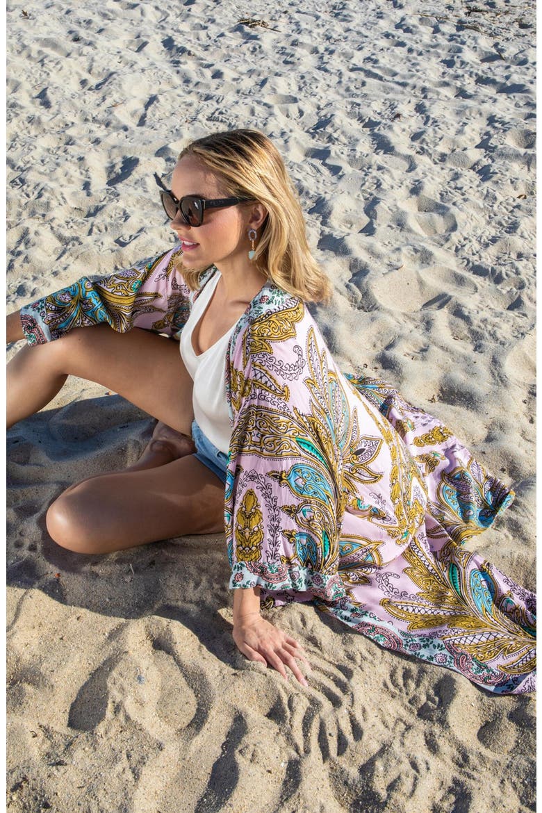 Medallion Print Duster, Alternate, color, PINK
