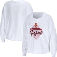 WEAR by Erin Andrews Women's WEAR by Erin Andrews White USC Trojans Diamond Long Sleeve Cropped T-Shirt