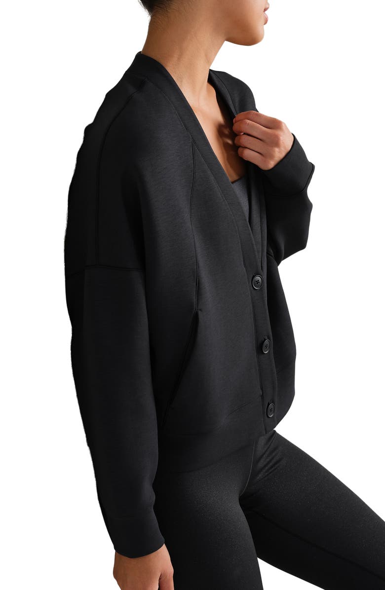 Rhone DreamGlow Cardigan, Alternate, color, Pure Black Heather