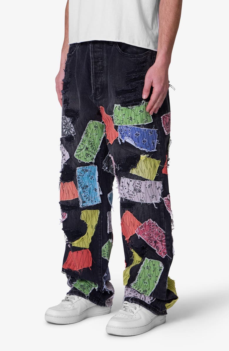mnml Bandana Patch Ultra Baggy Jeans, Alternate, color, Washed Black