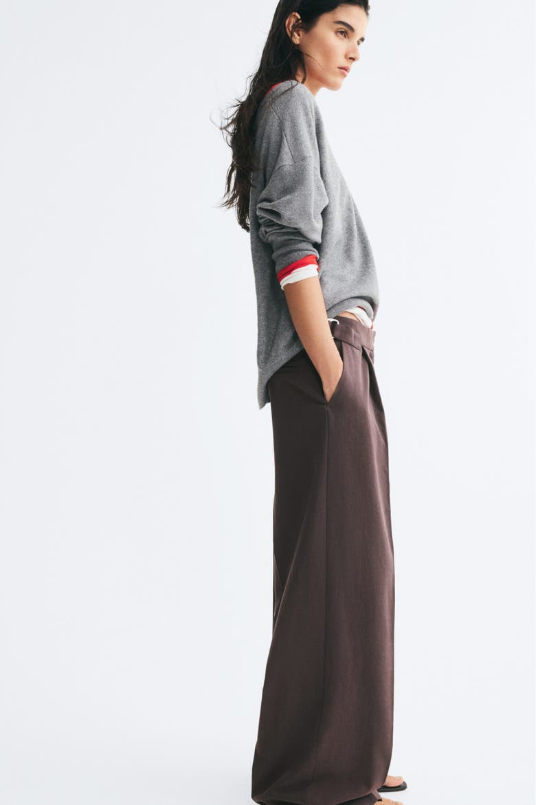 Wide-Leg Dress Pants, Alternate, color, Dark brown