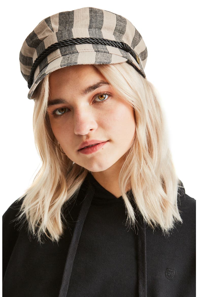 Albany Engineer Stripe Cap, Alternate, color, BLACK/ IVORY