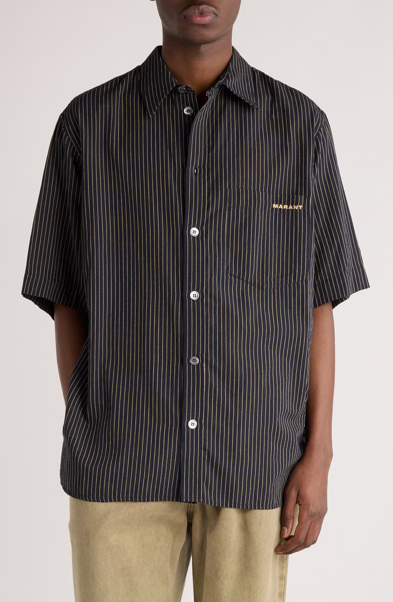 Isabel Marant Labilio Stripe Cotton Button-Up Shirt | Nordstrom