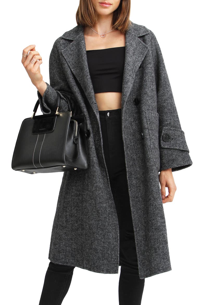 BELLE AND BLOOM Rumor Has It Wool Blend Coat, Alternate, color, CHARCOAL