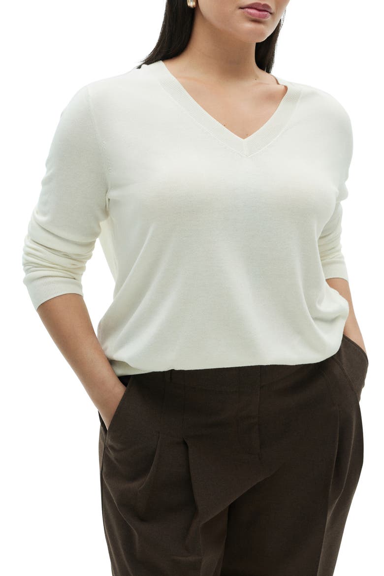 V-Neck Sweater, Alternate, color, ECRU