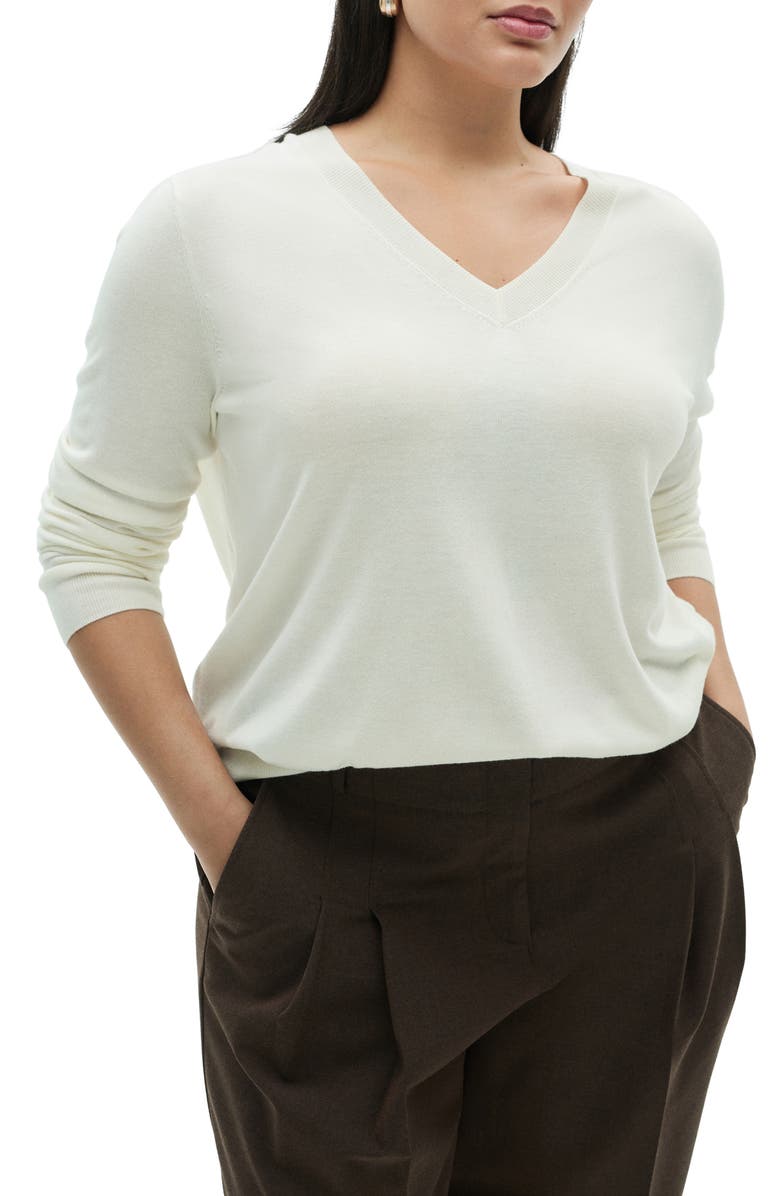 MANGO V-Neck Sweater, Alternate, color, Ecru