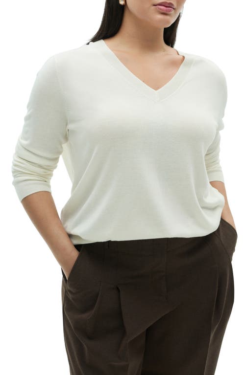 Mango V-neck Sweater In Neutral