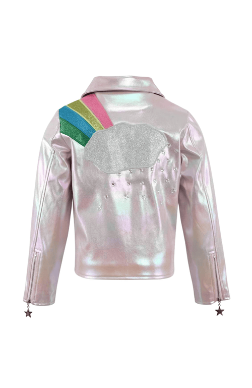 Lola + The Boys Rainbow Cloud Hologram Leather In Silver