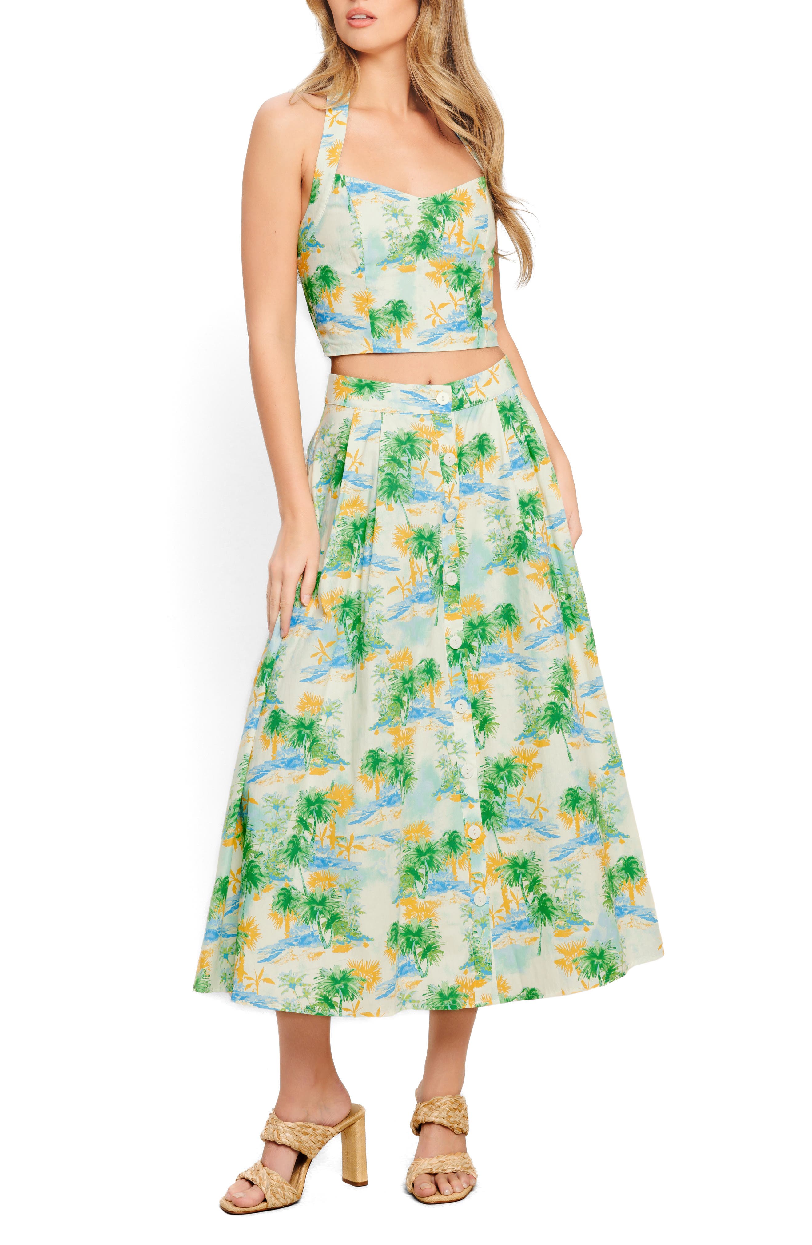 FLYING TOMATO Halter Top & Midi Skirt Set