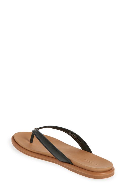 Sperry Isla Flip Flop In Black Leather Smooth