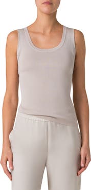 Akris Scoop Neck Silk Rib Sweater Tank