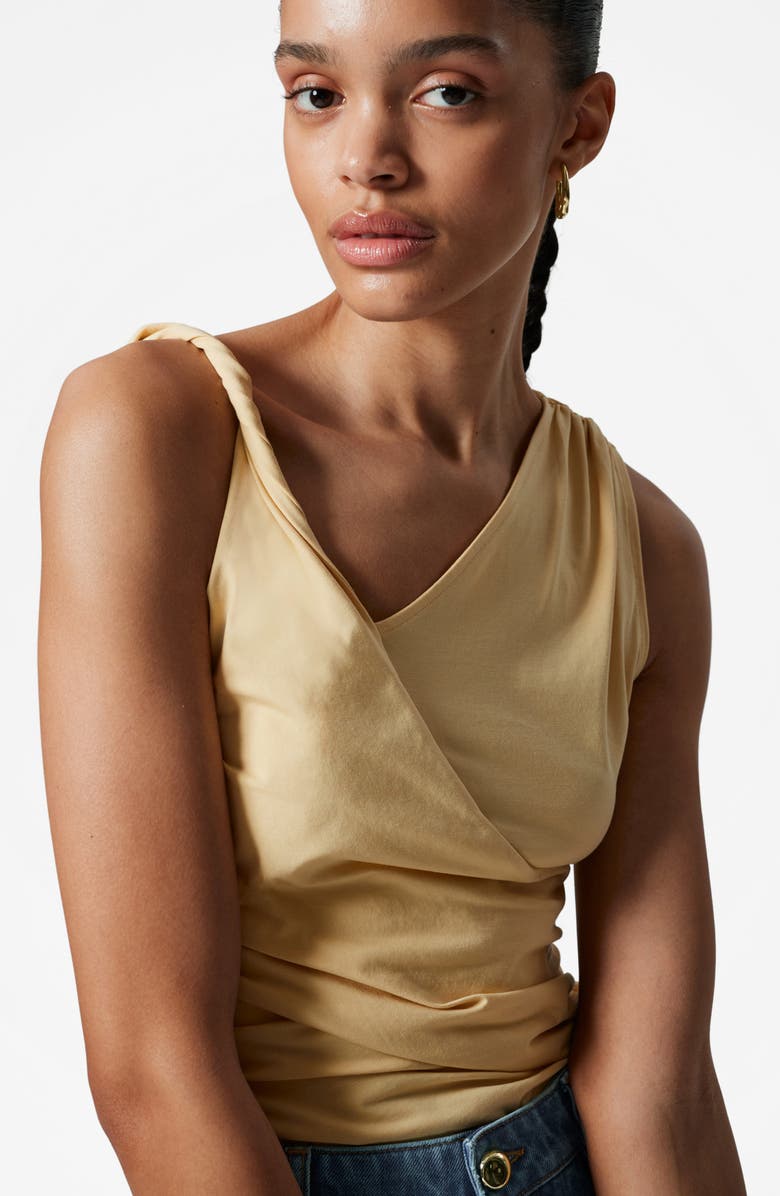 & Other Stories Asymmetric Drape Sleeveless Top, Alternate, color, Yellow Light