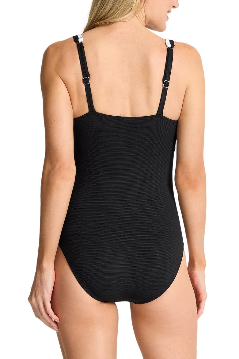 Island Cays Cabana Tie Front One-Piece Swimsuit, Alternate, color, BLACK
