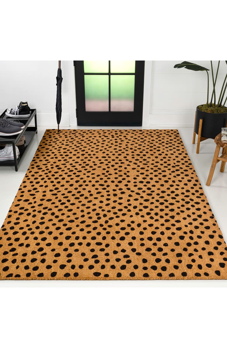 JONATHAN Y Peater Classic Casual Commerical Natural Coir Mat Indoor/Outdoor, Main, color, Natural Black Dot