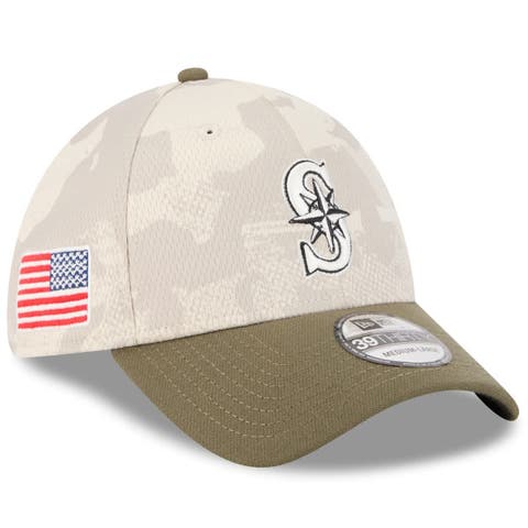 Men's New Era Light Beige/Olive Seattle Mariners 2025 Armed Forces Day 39THIRTY Flex Hat