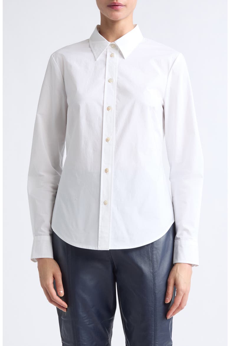 Cotton Stretch Poplin Button-Up Shirt, Main, color, CLASSIC WHITE