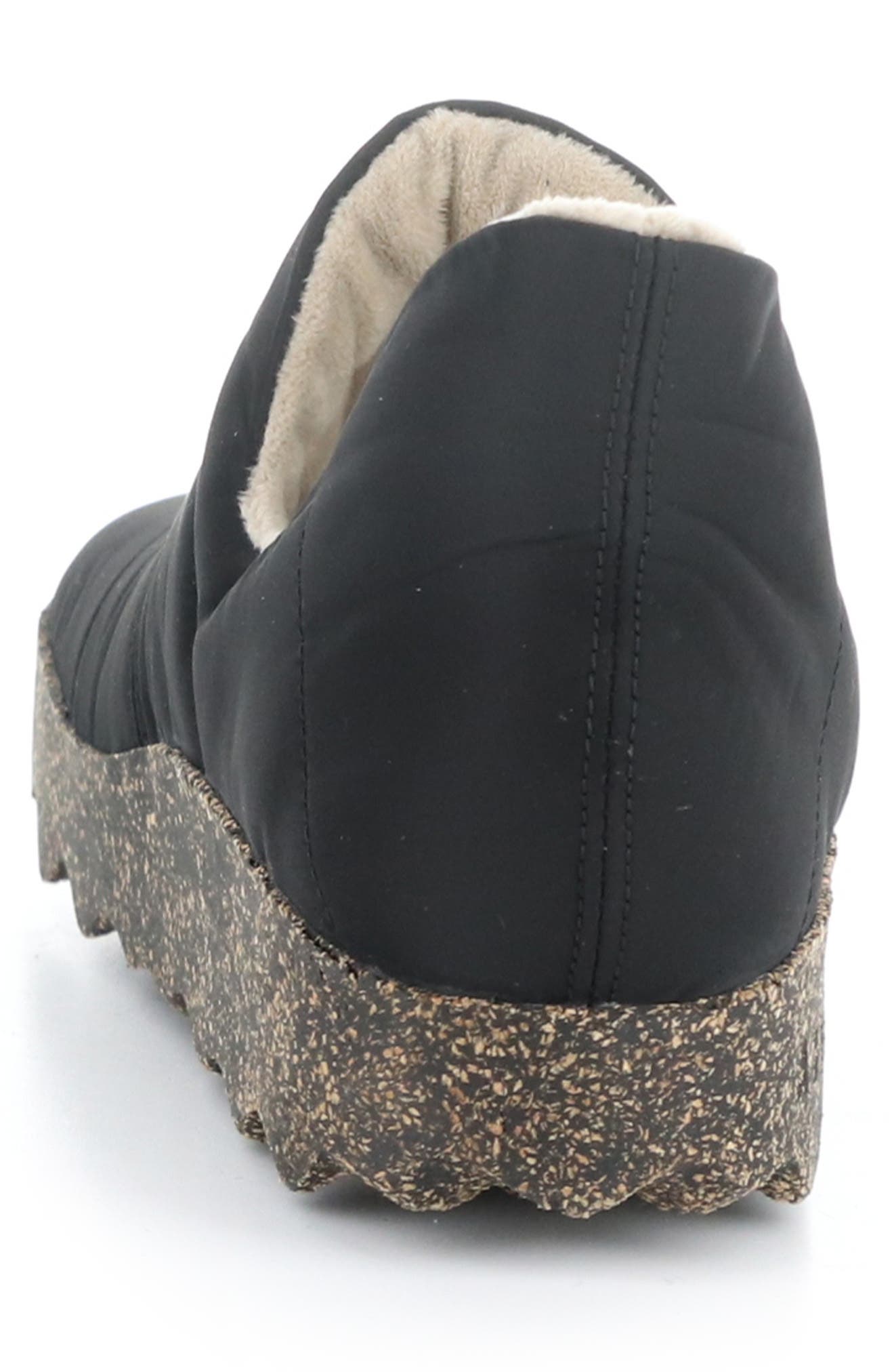 Crus Faux Fur Lined Slip-On Sneaker, Alternate, color, BLACK NYLON