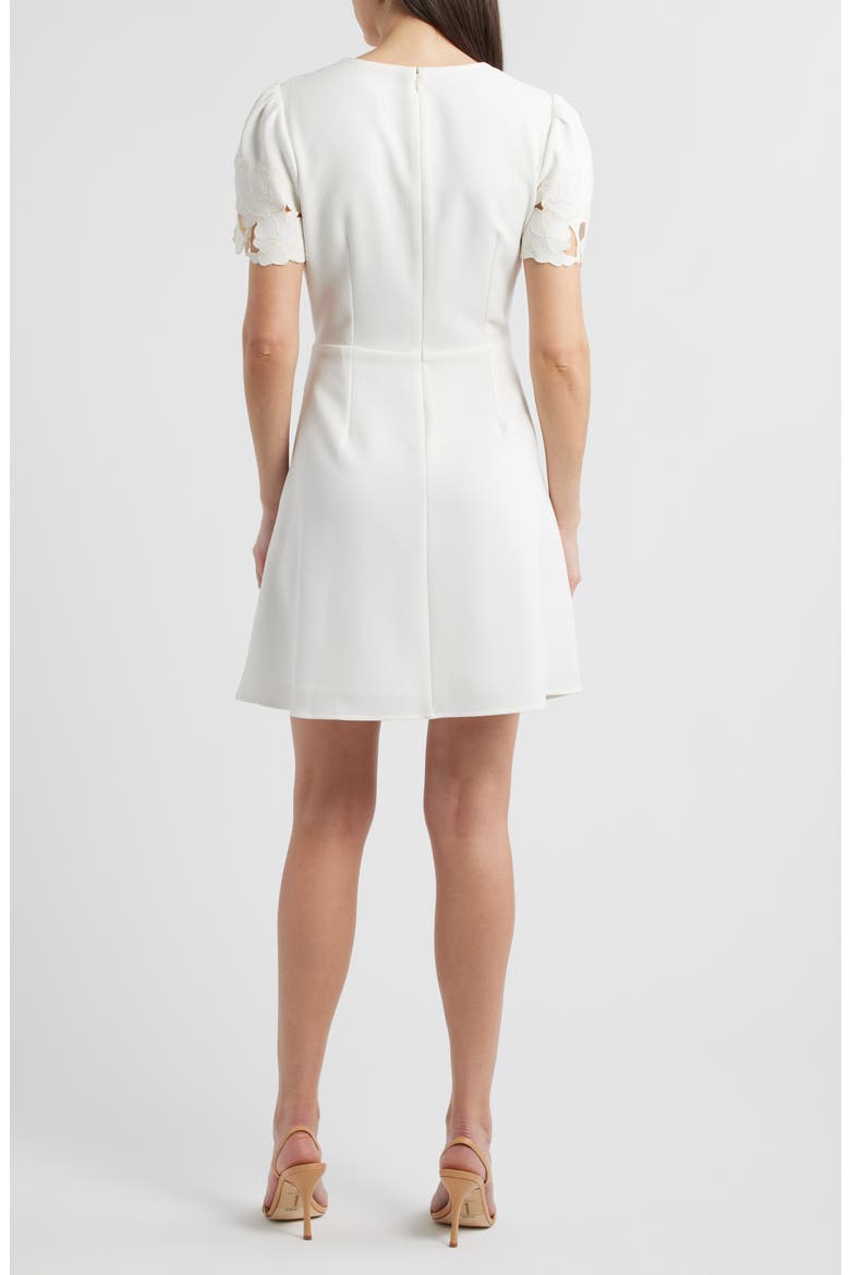 Floral Cutwork Crepe Dress, Alternate, color, IVORY