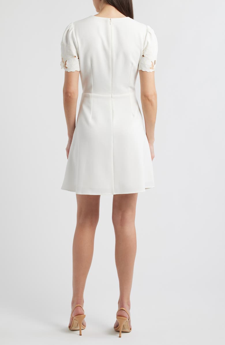 Vince Camuto Floral Cutwork Crepe Dress, Alternate, color, Ivory