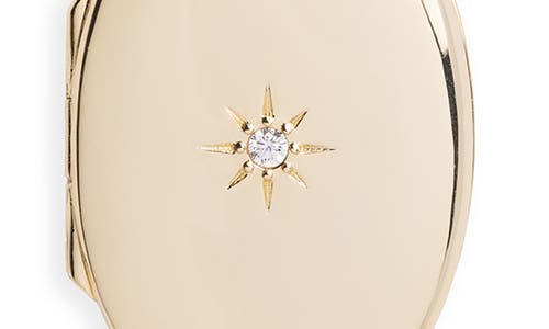 Argento Vivo Oval Crystal Star Locket Necklace In Gold