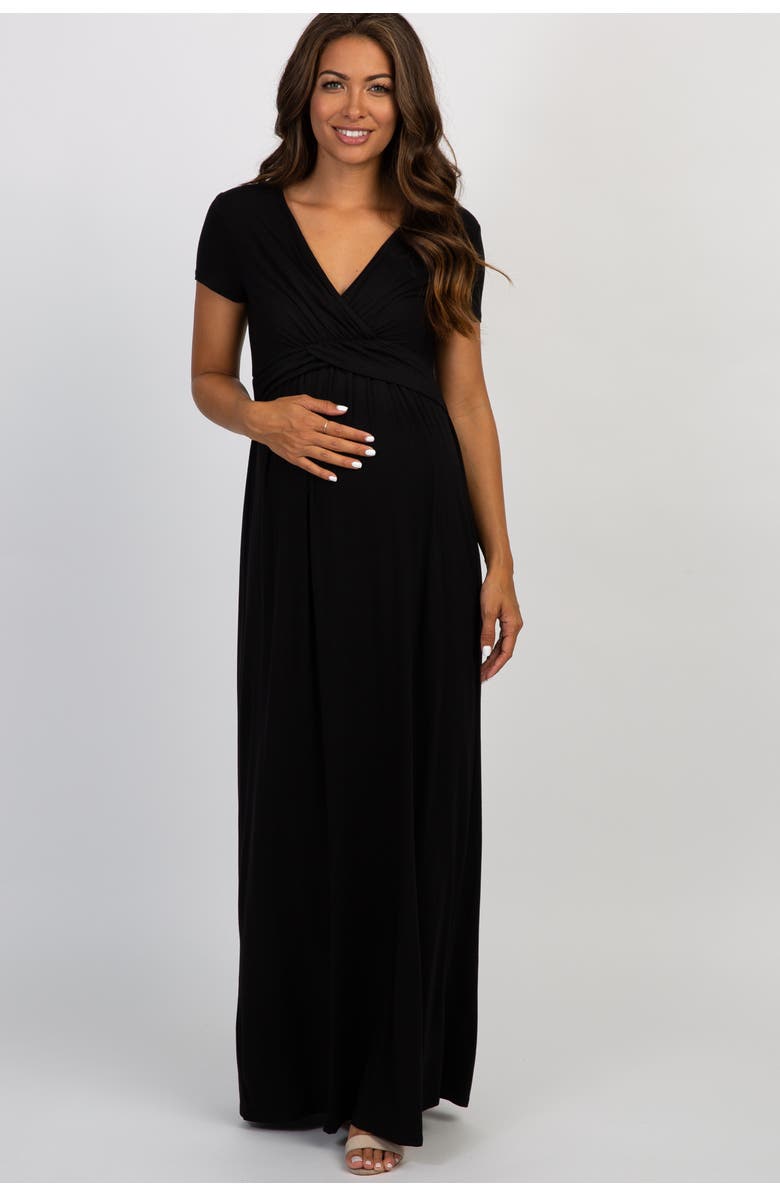 PinkBlush Draped Nursing Maxi Dress, Main, color, Black