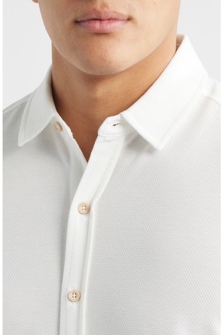 Bennett Short Sleeve Heathered Cotton Blend Button-Up Shirt, Alternate, color, WHITE HONEYCOMB