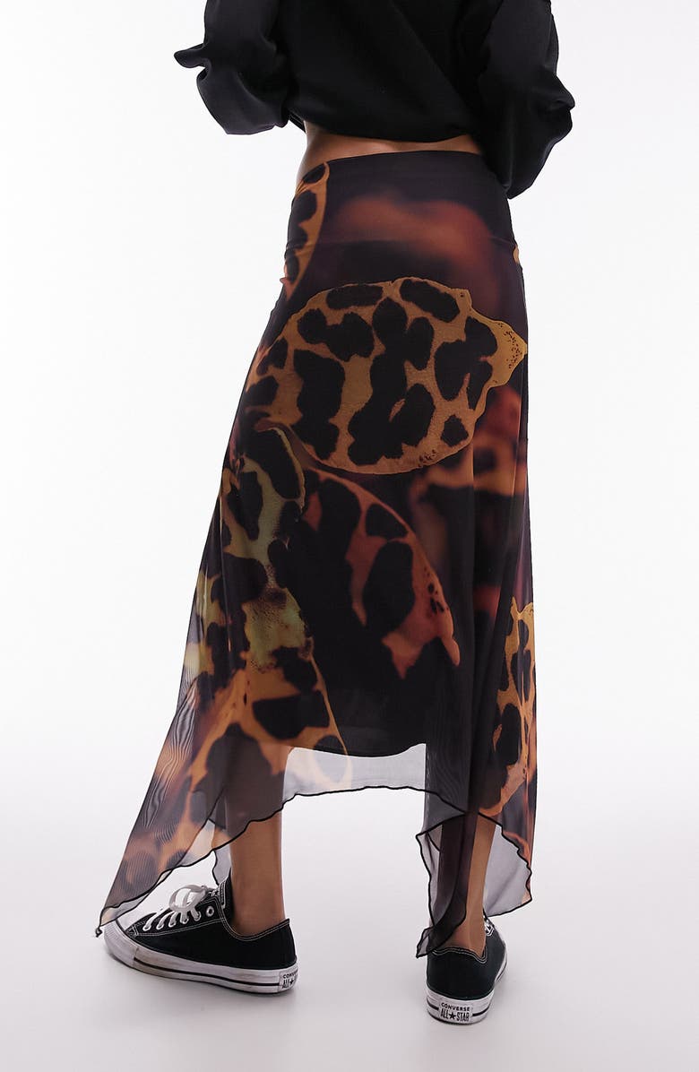 Topshop Handkerchief Hem Mesh Maxi Skirt, Alternate, color,