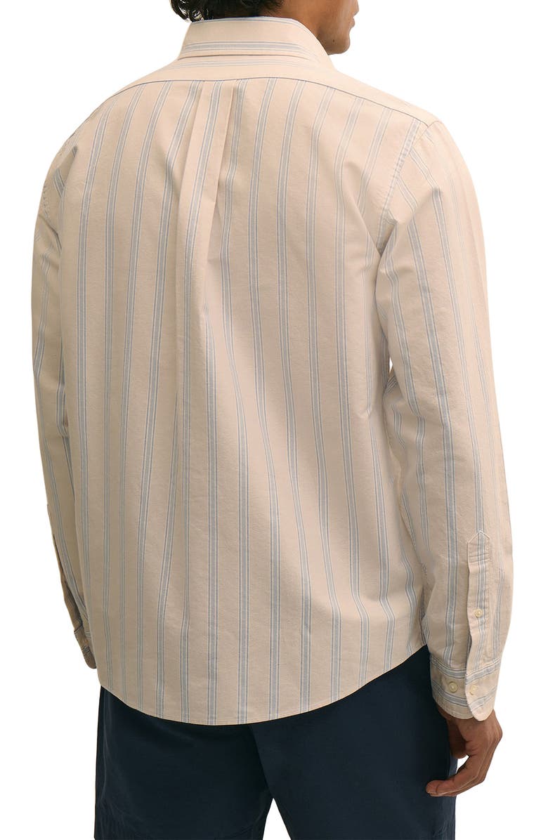 Brooks Brothers Friday Regular Fit Stripe Cotton Oxford Button-Down Shirt, Alternate, color, Sandstripe