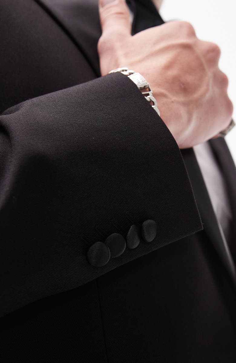 Topman Slim Fit Black Stretch Tuxedo Jacket, Alternate, color, 