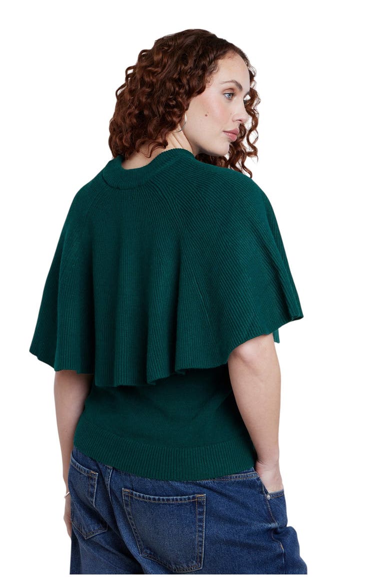 Crew Neck Cape Sweater, Alternate, color, RAINFOREST