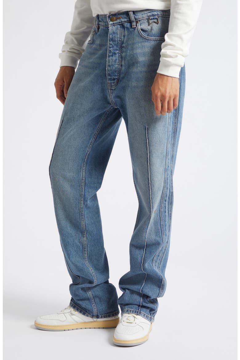 Pintuck Straight Leg Jeans, Alternate, color, DAKAR INDIGO
