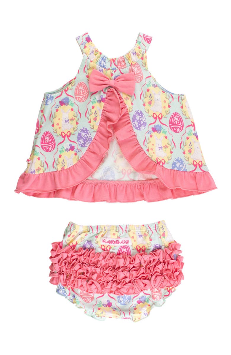 RuffleButts Knit Swing Top and Bloomer Set, Alternate, color, Bunnies In Bloom