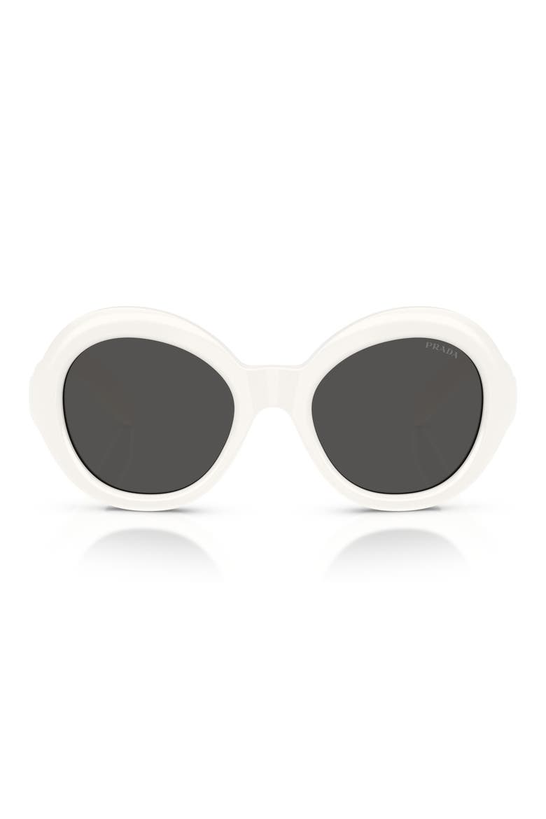 53mm Round Sunglasses, Main, color, TALC / DARK GREY