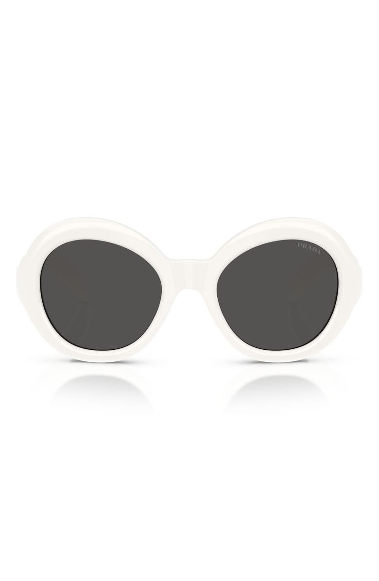 Prada 53mm Round Sunglasses, Main, color, Talc / Dark Grey