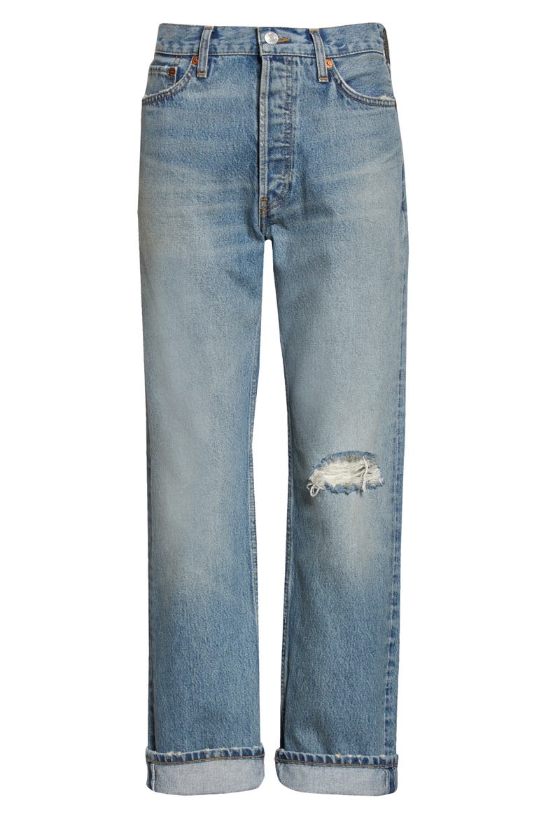 '90s Ripped Loose Straight Leg Jeans, Alternate, color, LIGHT WORN 11