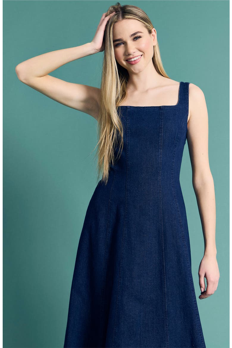 Sleeveless Denim Midi Dress, Alternate, color, DARK WASH