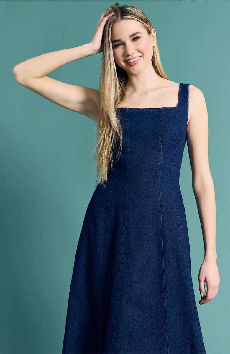 Maggy London Sleeveless Denim Midi Dress, Alternate, color, Dark Wash