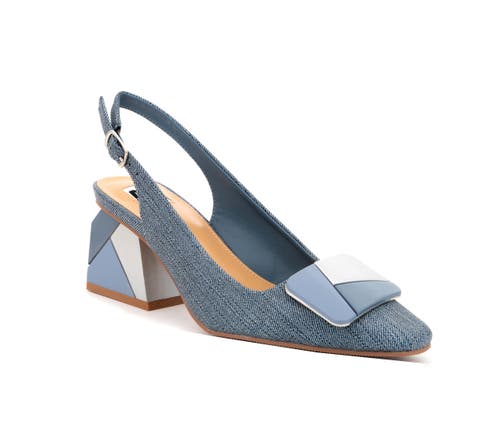 Ninety Union Multi Color Ornament Slingback Pump With Matching Heel In Blue