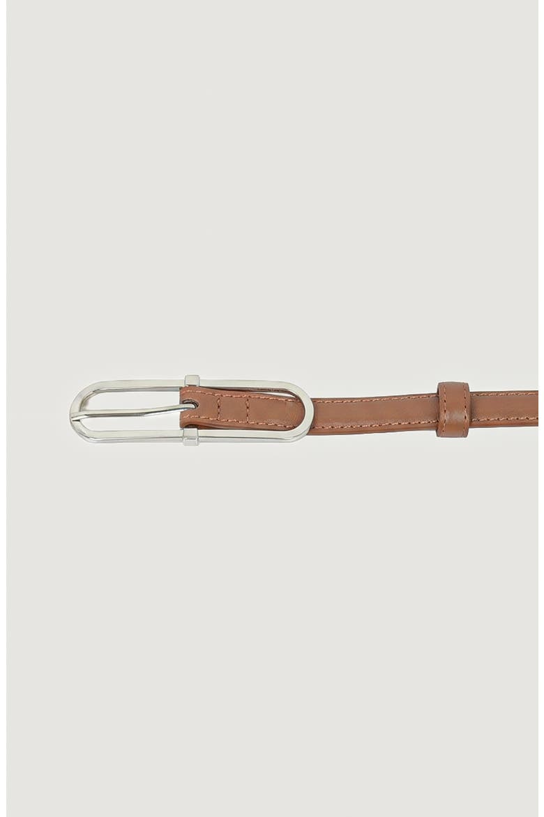 Minimal Design Oval Buckle Leather Belt, Alternate, color, Bronze