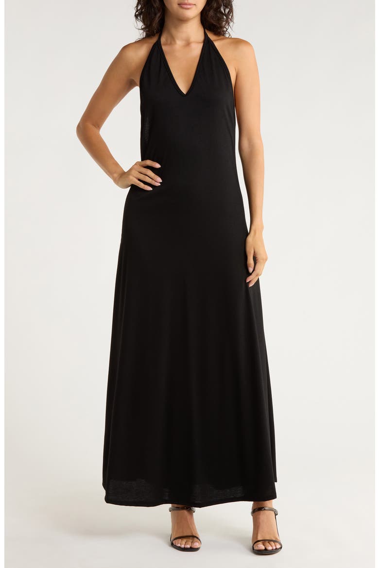 Halter Maxi Dress, Main, color, BLACK