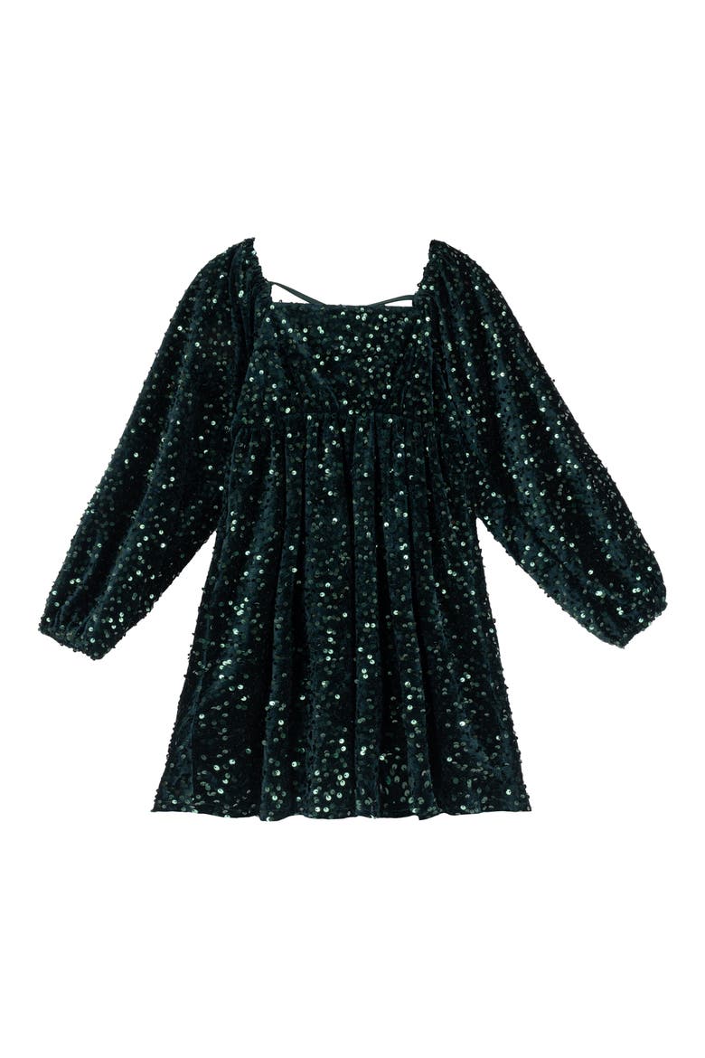 Kids' Sequin Velvet Minidress, Main, color, HUNTER