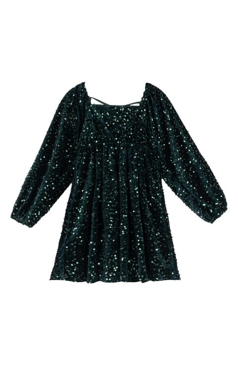 Kids' Sequin Velvet Minidress