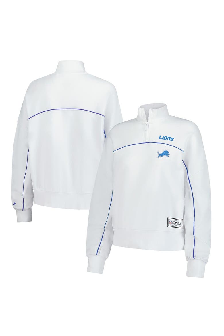 Women's New Era White Detroit Lions Functional Fandom Quarter-Zip Sweatshirt, Main, color, White