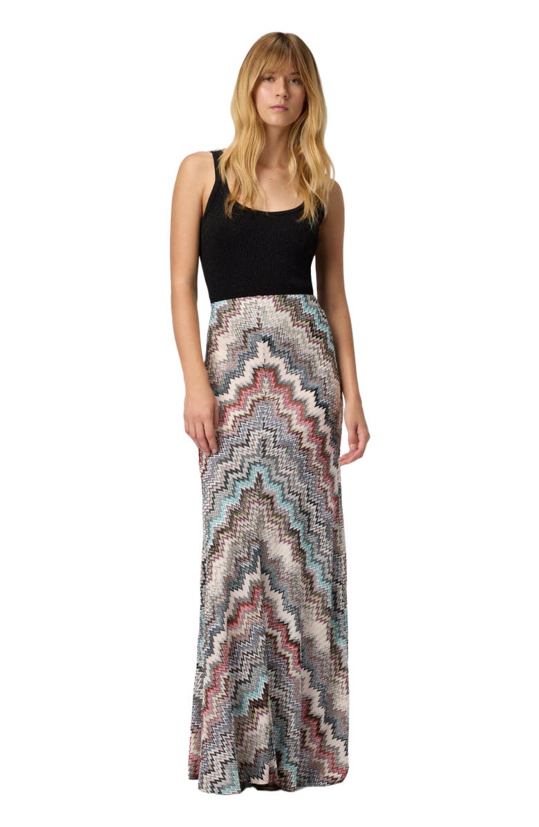 Missoni Flared Long Skirt In Viscose With Zigzag Pattern, Alternate, color, 