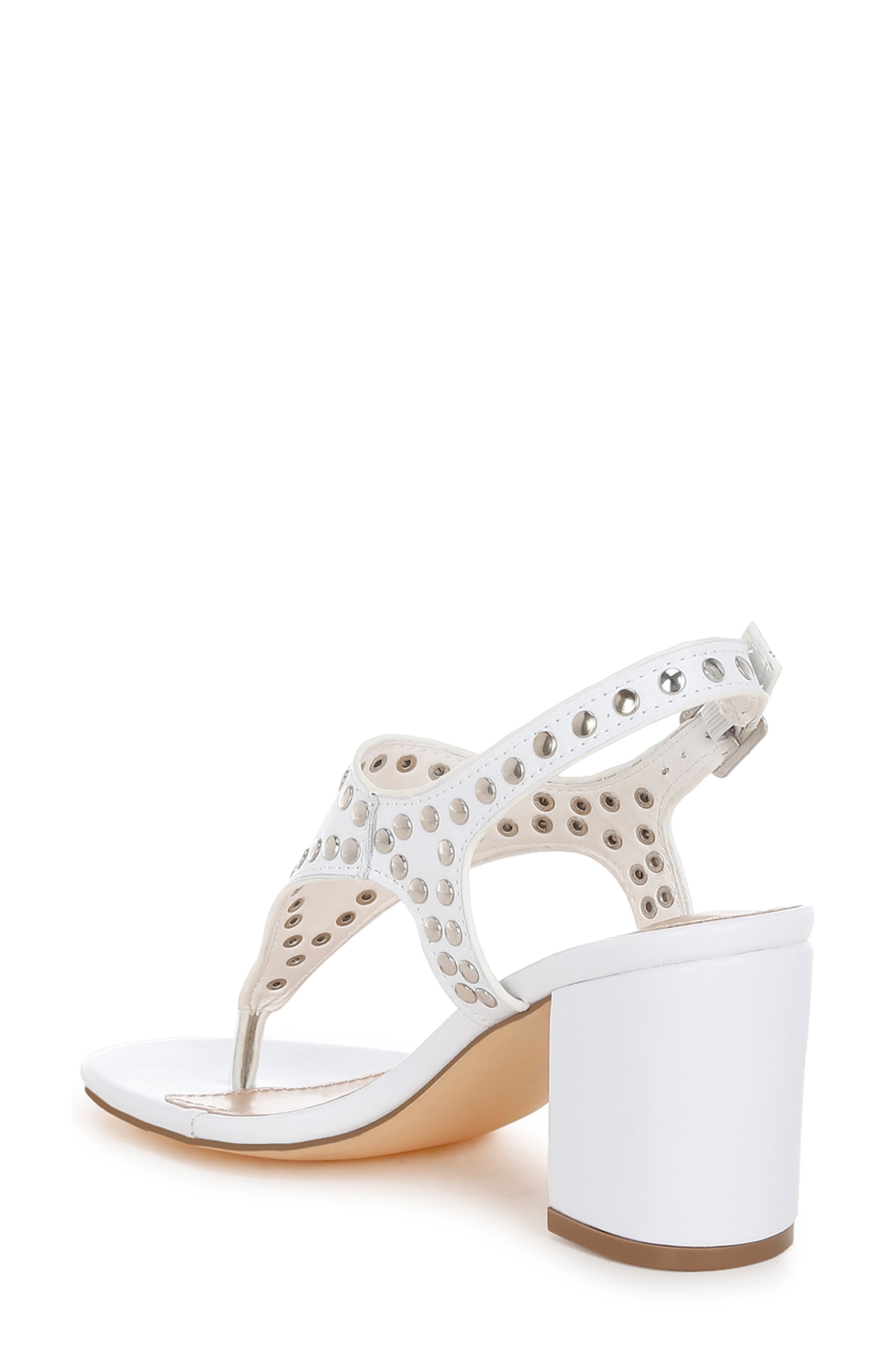 Nerina Leather Studded T-Strap Sandal, Alternate, color, WHITE