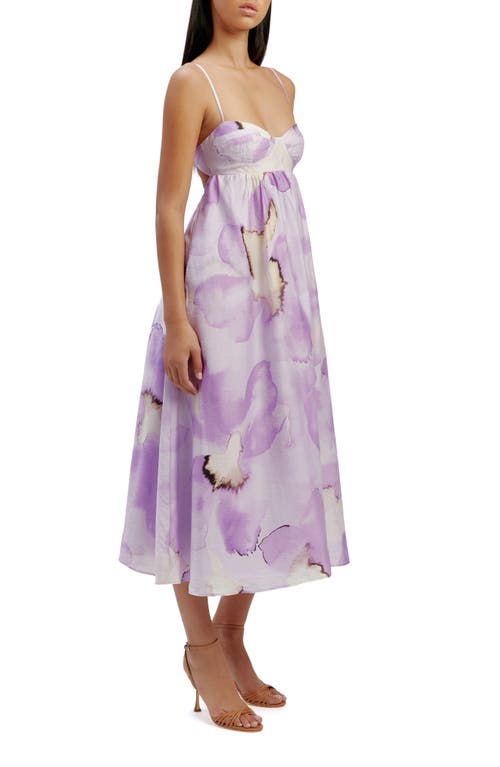 Bardot Lenora Abstract Floral Midi Dress In Lavender Floral