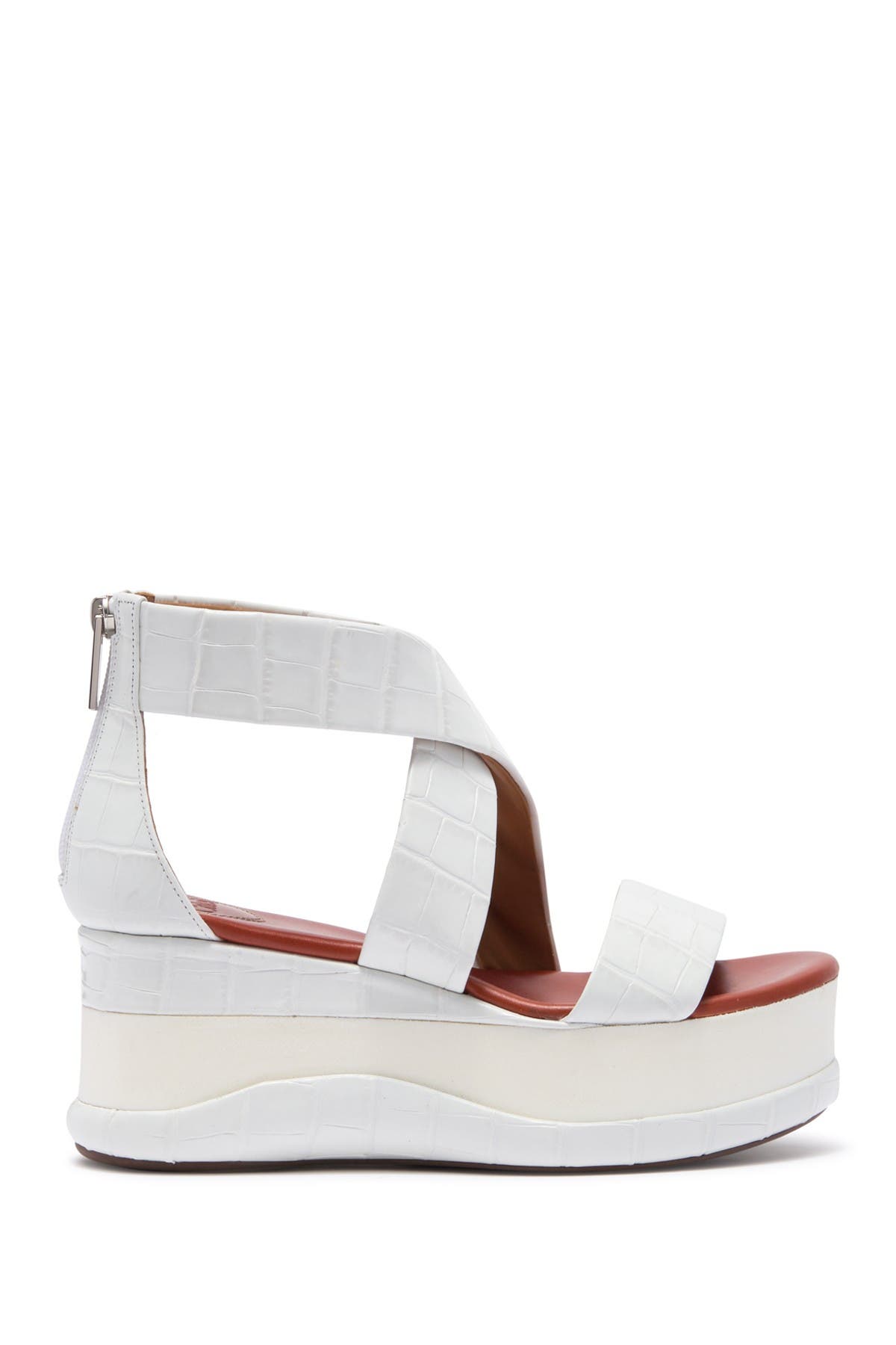 Chloé Wave Croc Embossed Leather Platform Sandal, Main, color, 