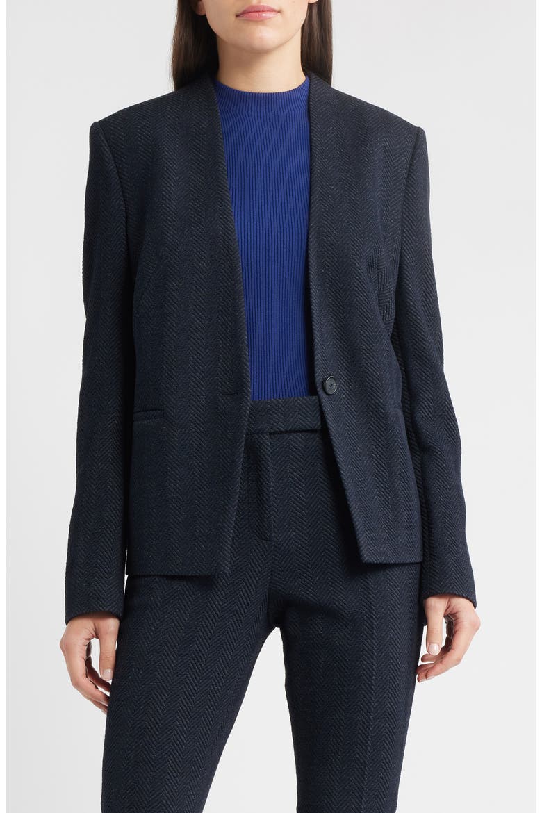 Jemma2 One-Button Blazer, Main, color, SKY CAPTAIN HERRINGBONE